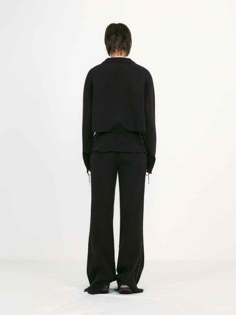 Brown Damaged Cropped Pullover