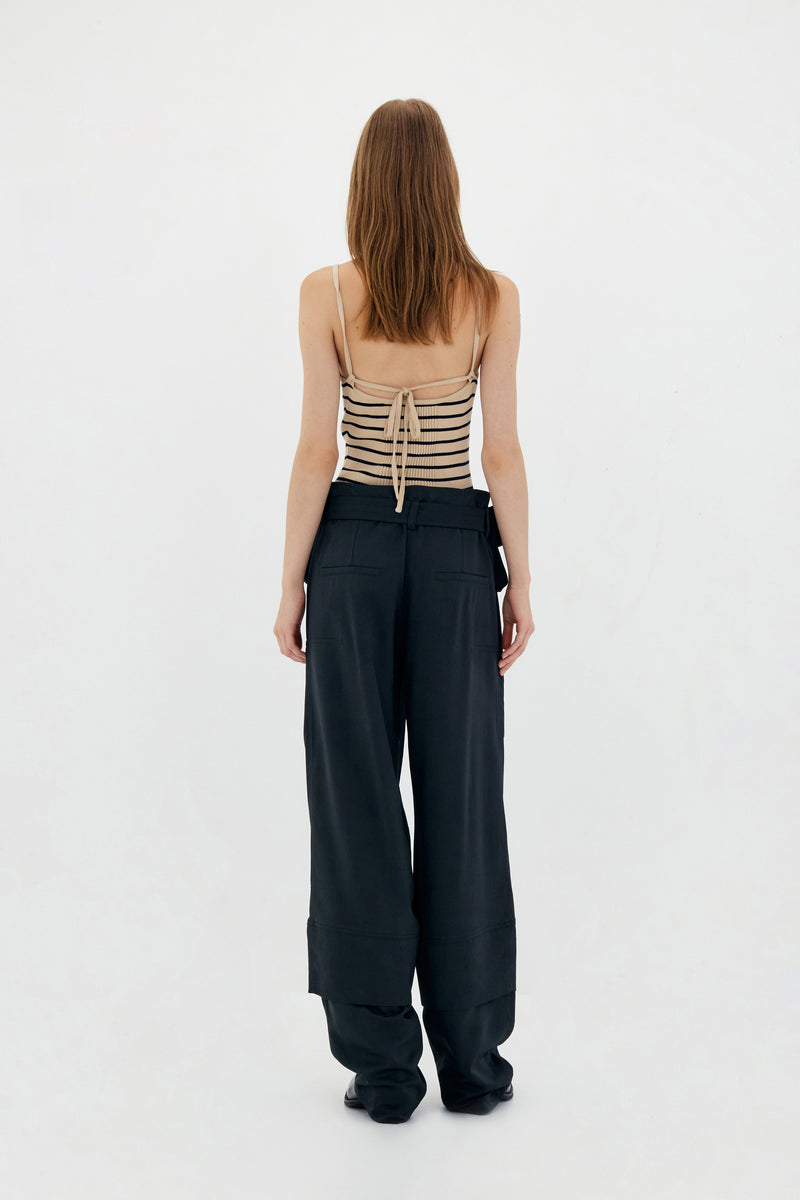 Charcoal Double Belted Pants