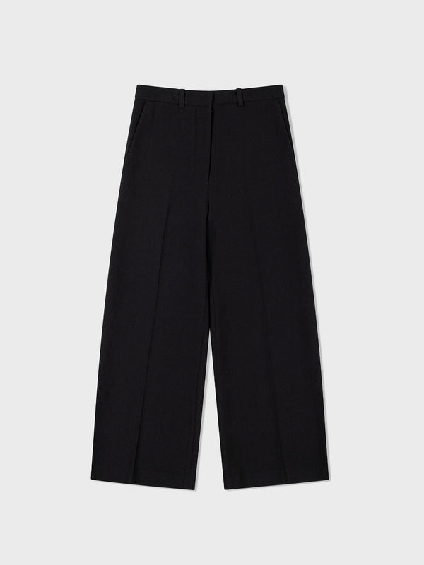 Black Wide Wool Trouser