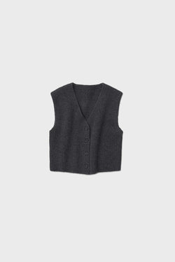 Grey Button Up Knit Vest