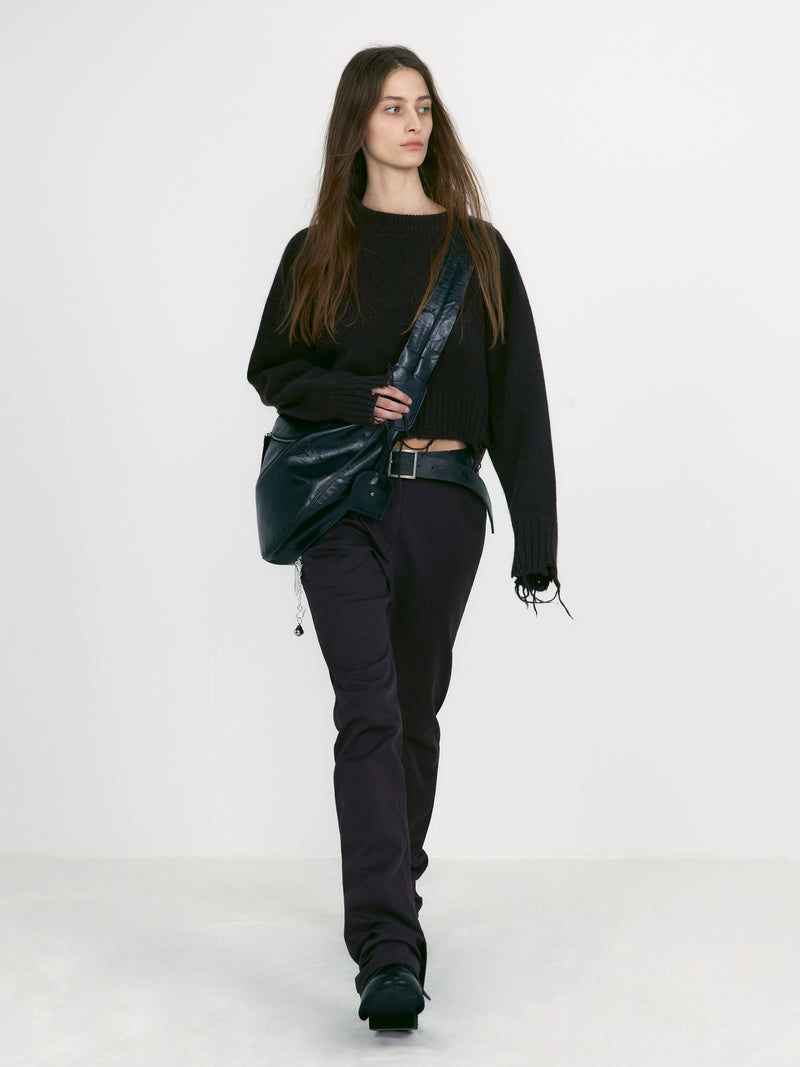 Brown Damaged Cropped Pullover