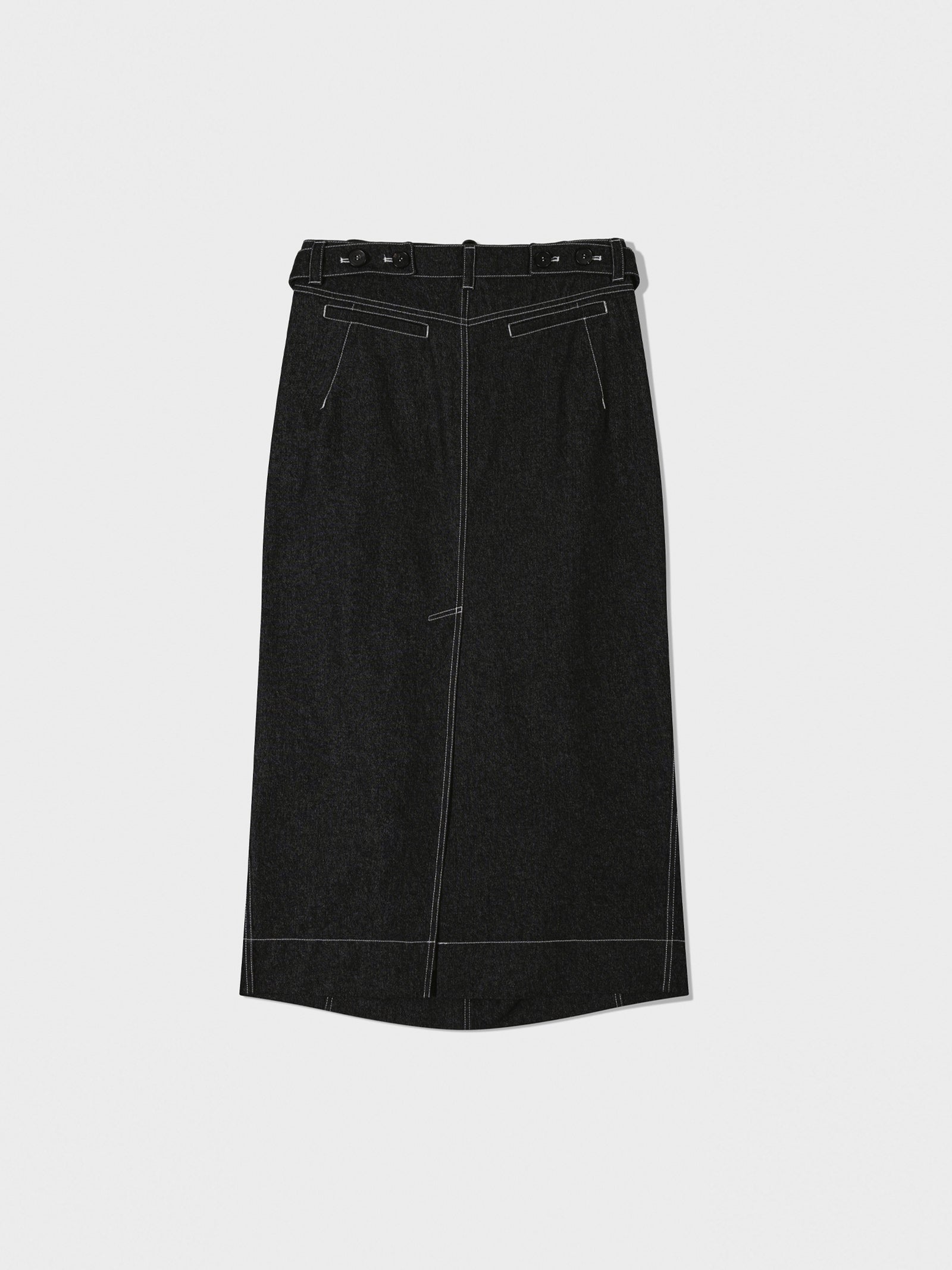 スカート LOW CLASSIC : 24FW / DOUBLE WAIST DENIM LONG SKIRT (BLACK) 6995b2dd2063ab701611fa7fdb1350