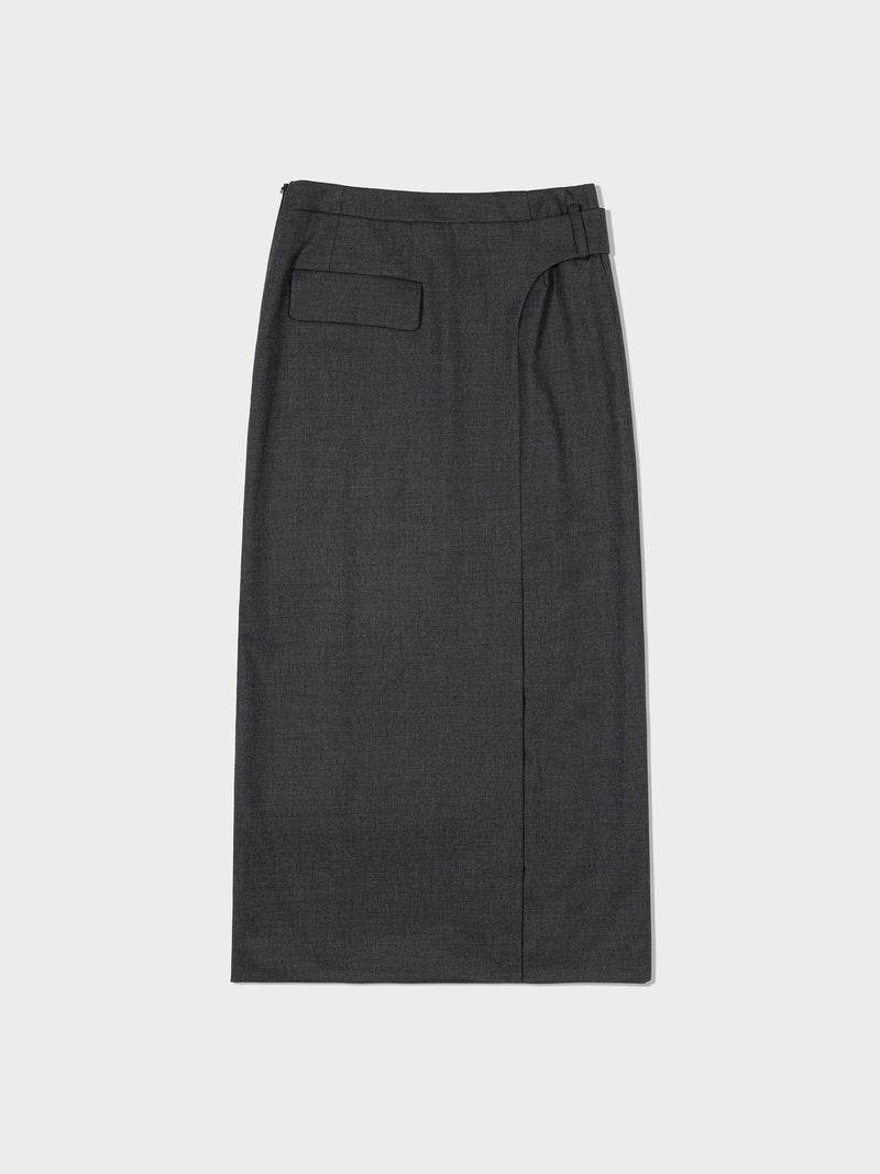 Charcoal Belted Maxi Skirts