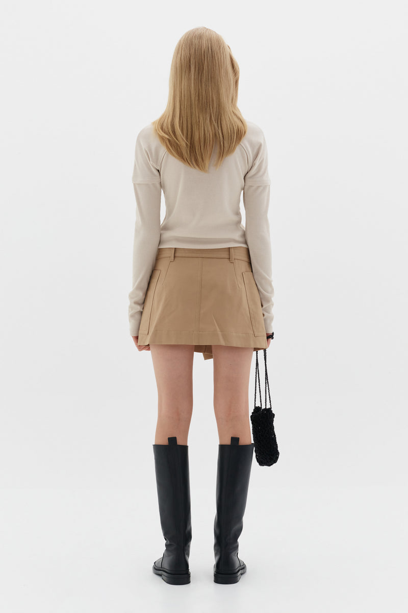 Beige Pocket Mini Skirt