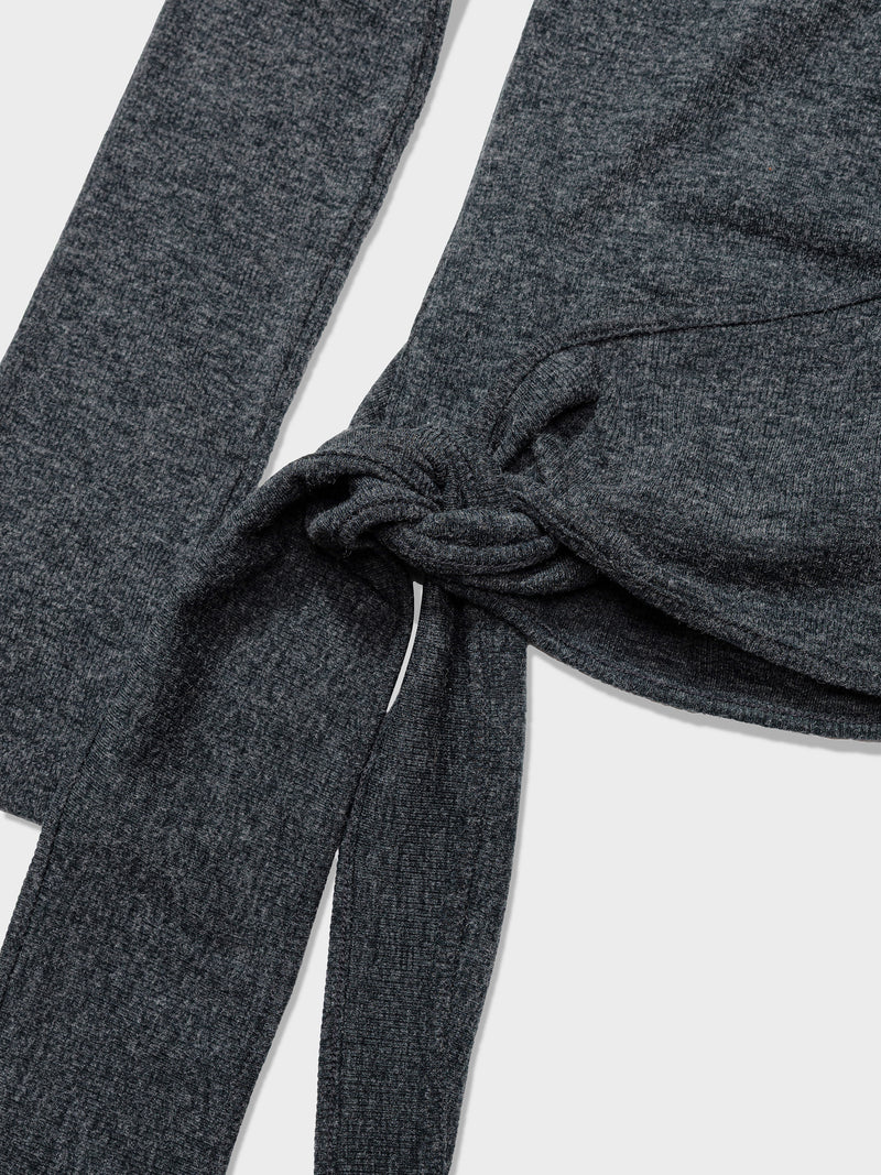Melange Grey Button Up Wrap Tshirt