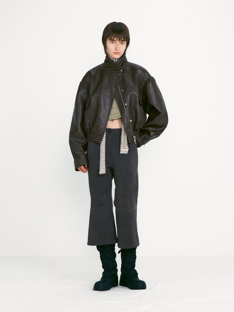 Brown Leather Short Jacket