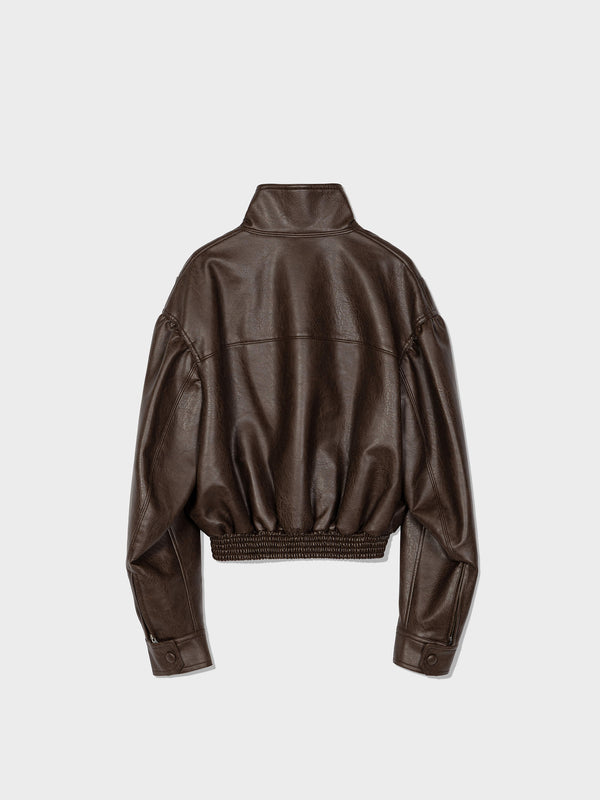 Brown Leather Short Jacket