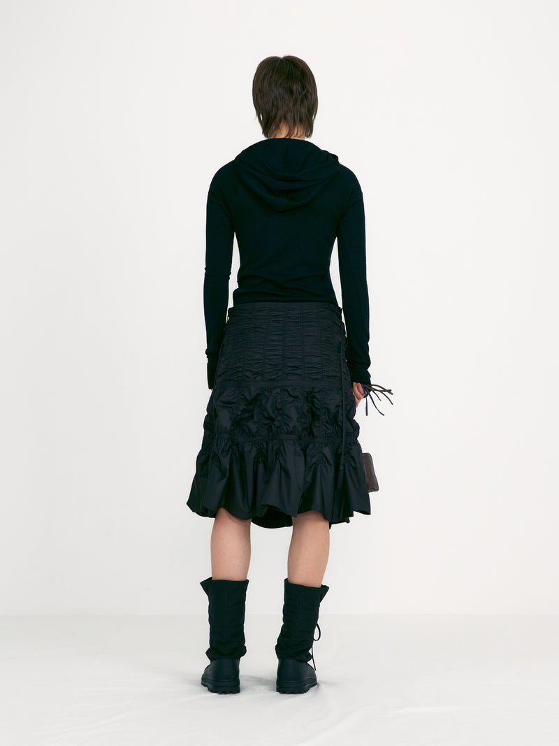 Black Padded Shirring Skirt