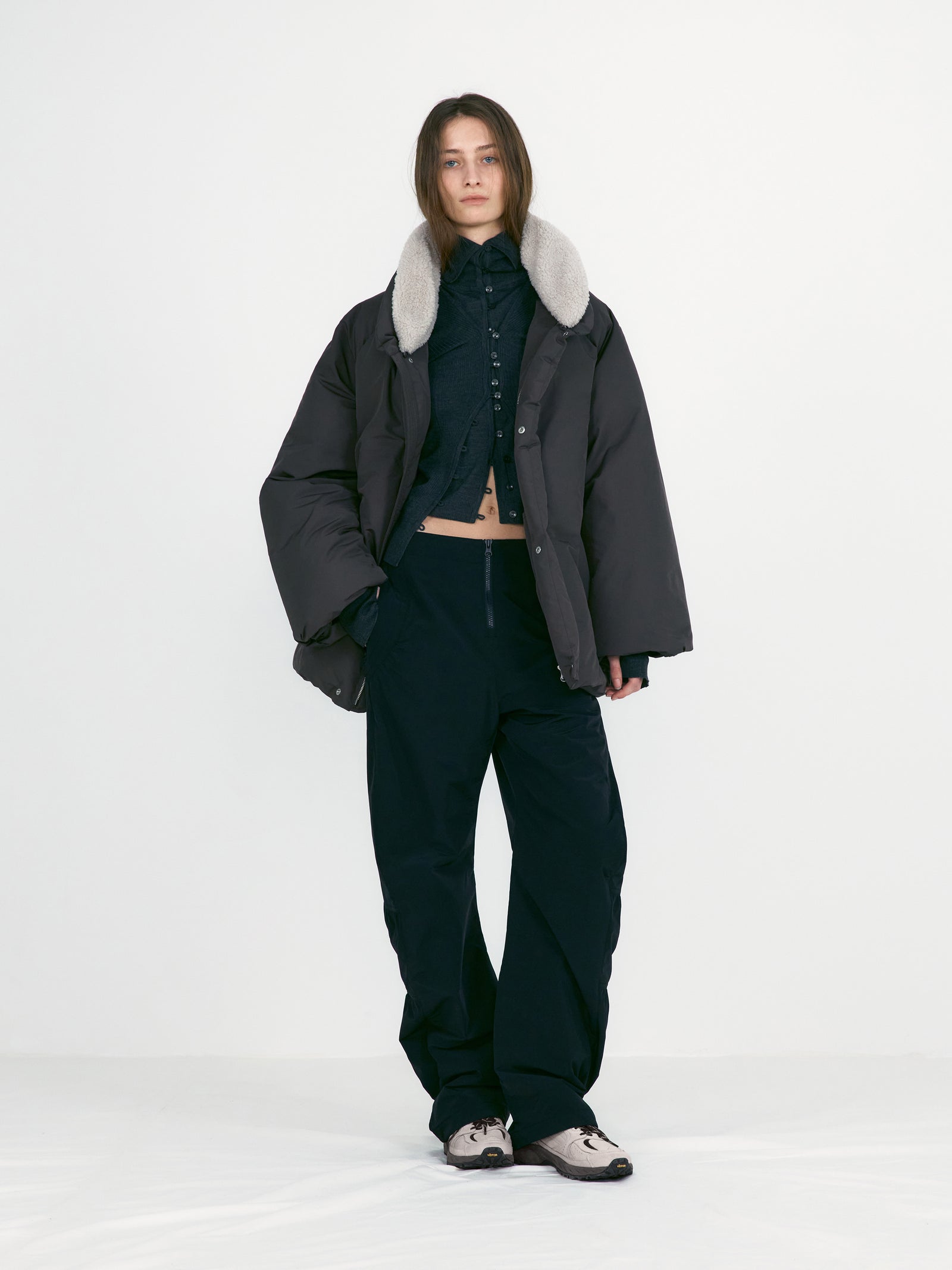 Charcoal Layered Fitted Knit Cardigan – MANIFESTO