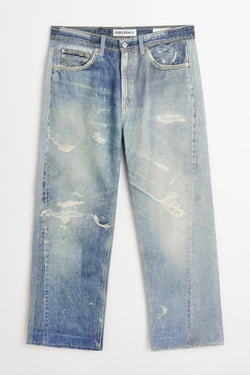 Blue Digital Denim Print Third Cut