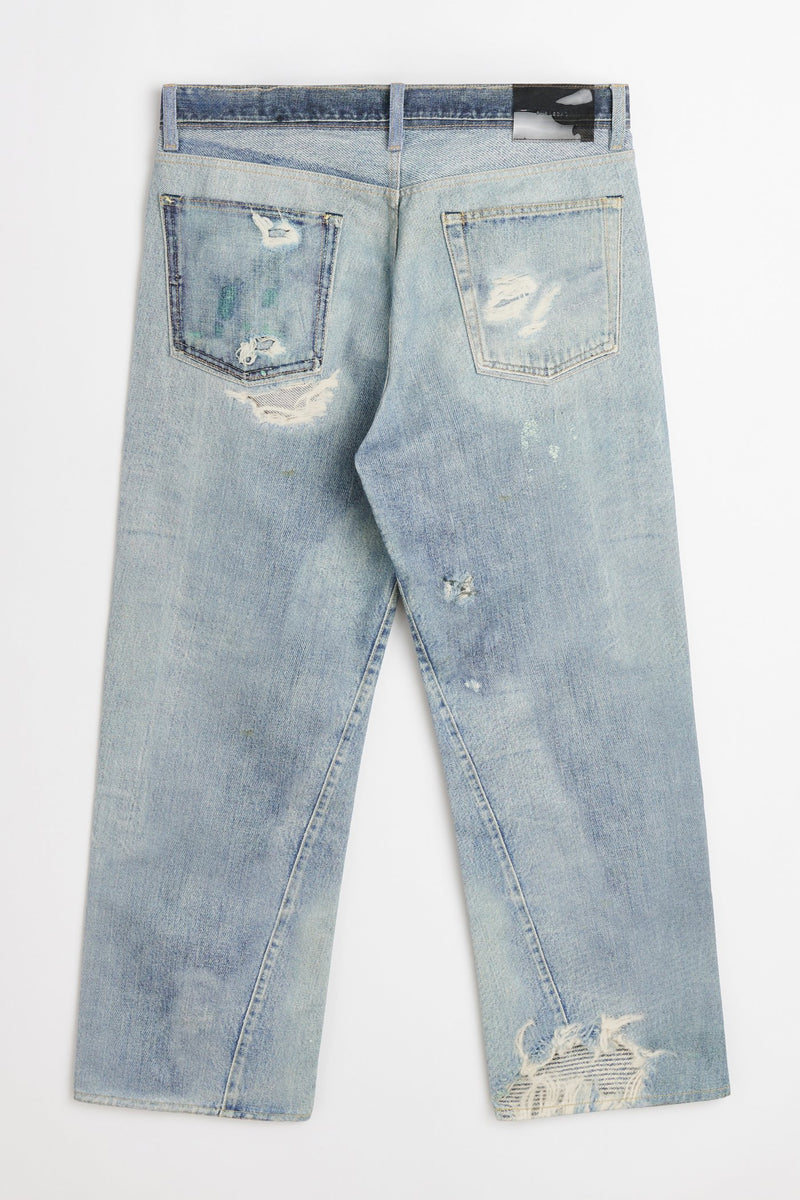 Blue Digital Denim Print Third Cut