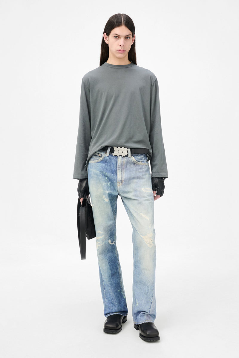 Blue Digital Denim Print Third Cut