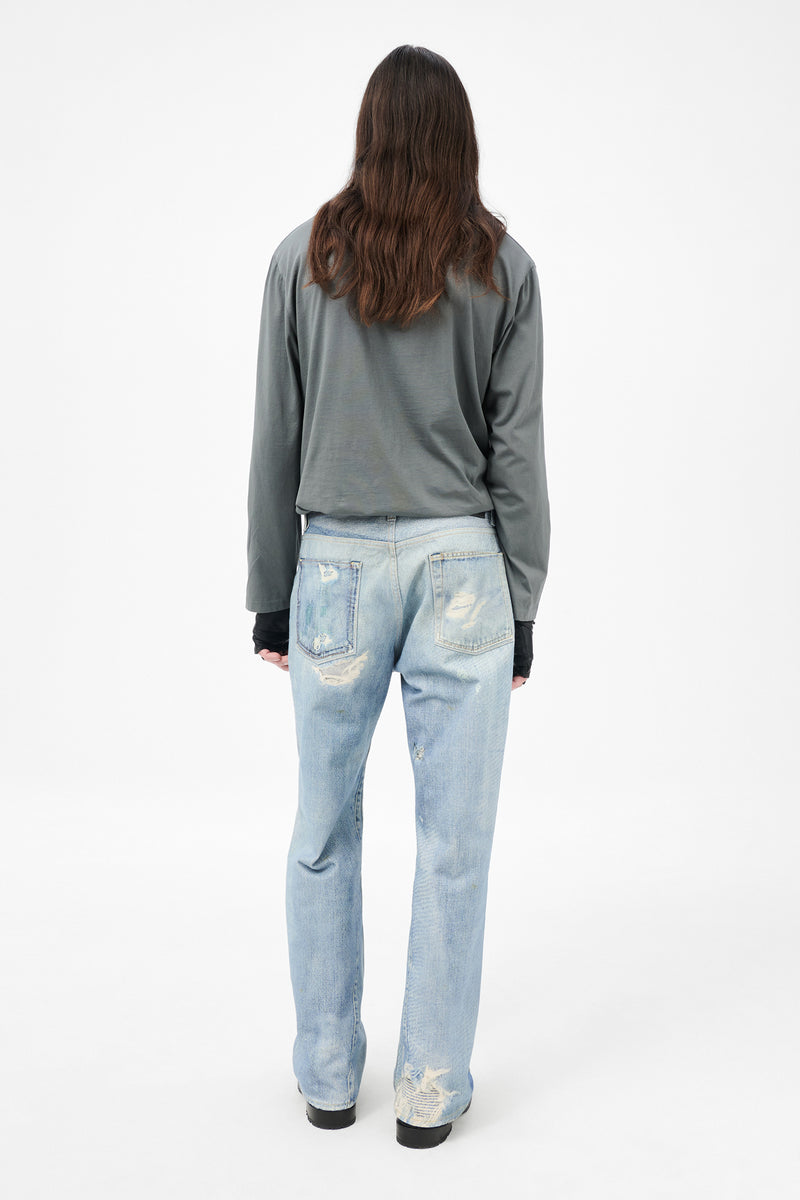 Blue Digital Denim Print Third Cut