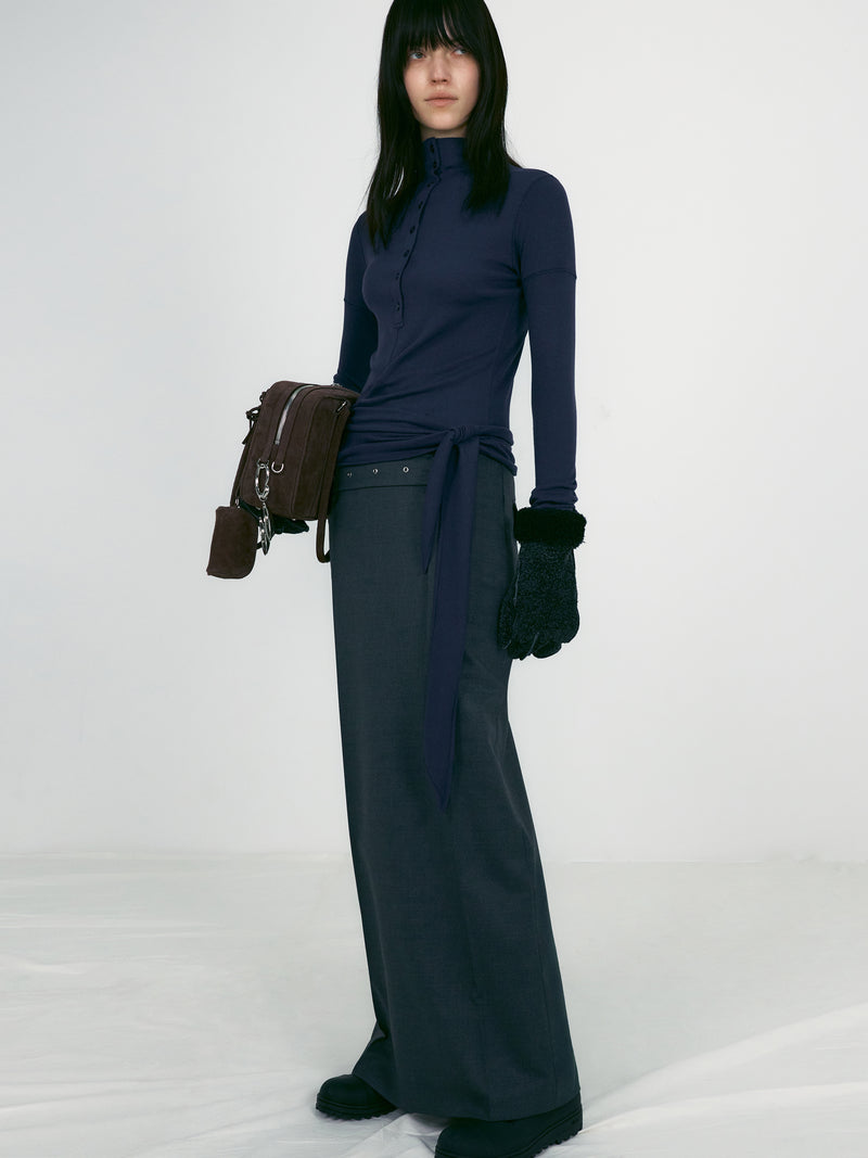 Charcoal Belted Maxi Skirts