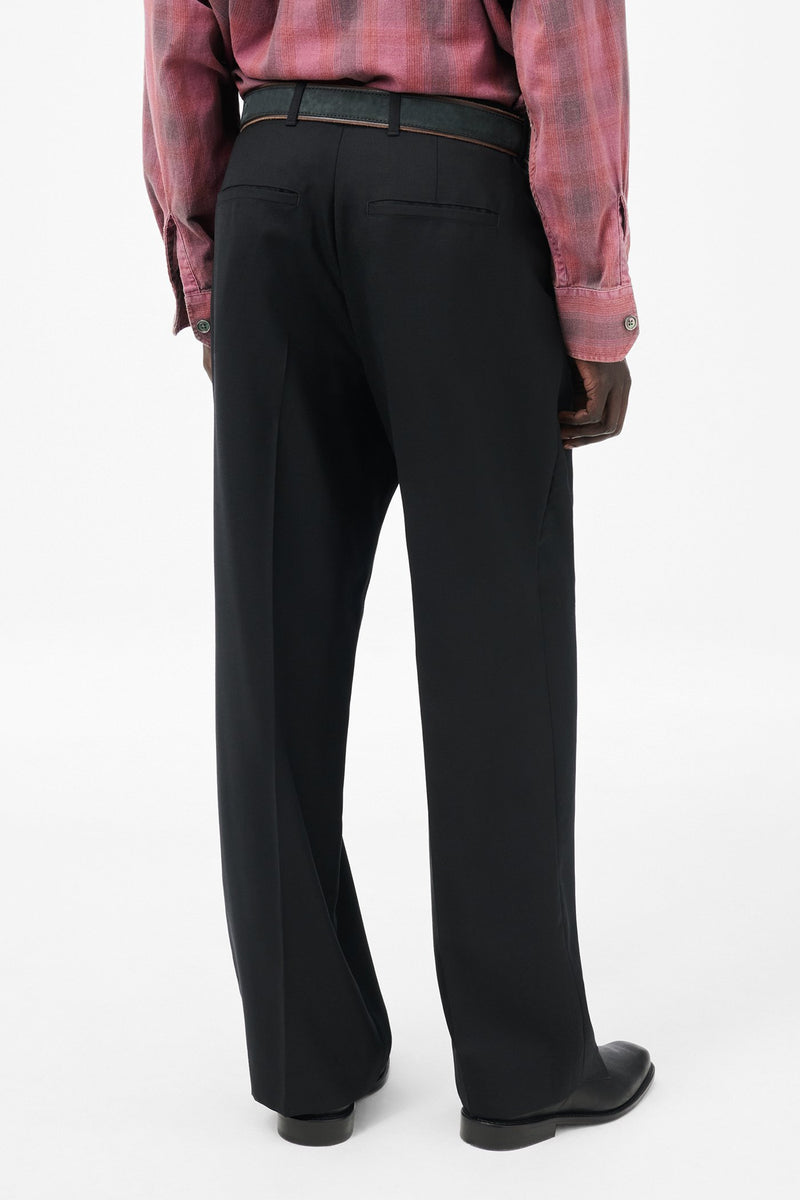 Black Panama Wool Borrowed Chino