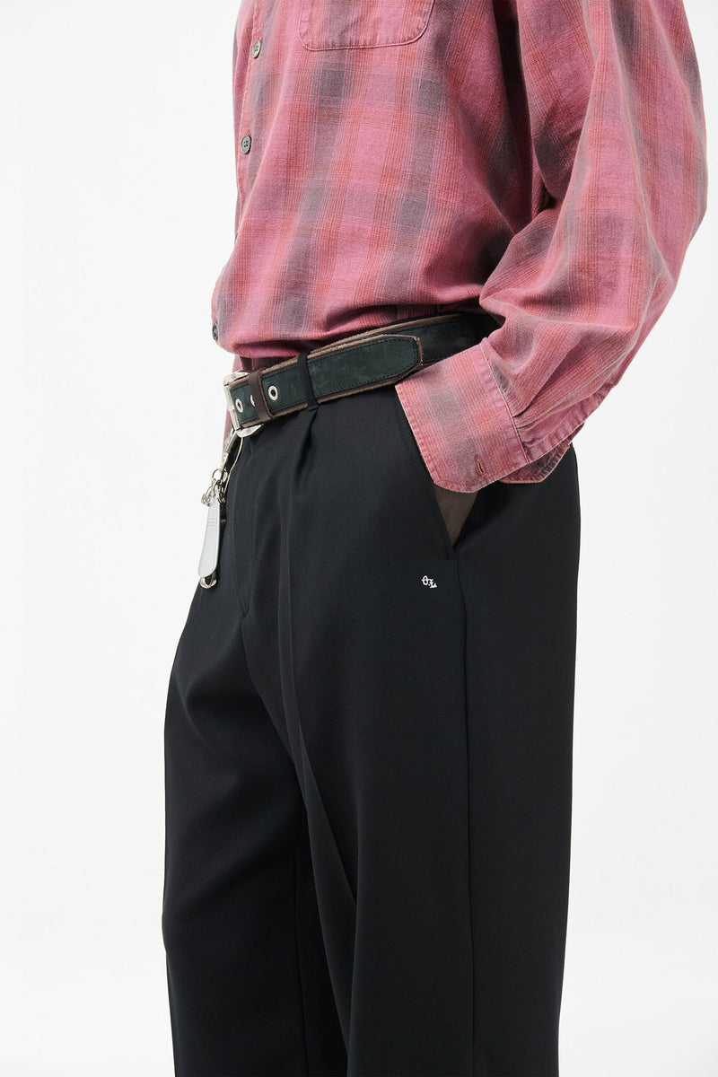Black Panama Wool Borrowed Chino