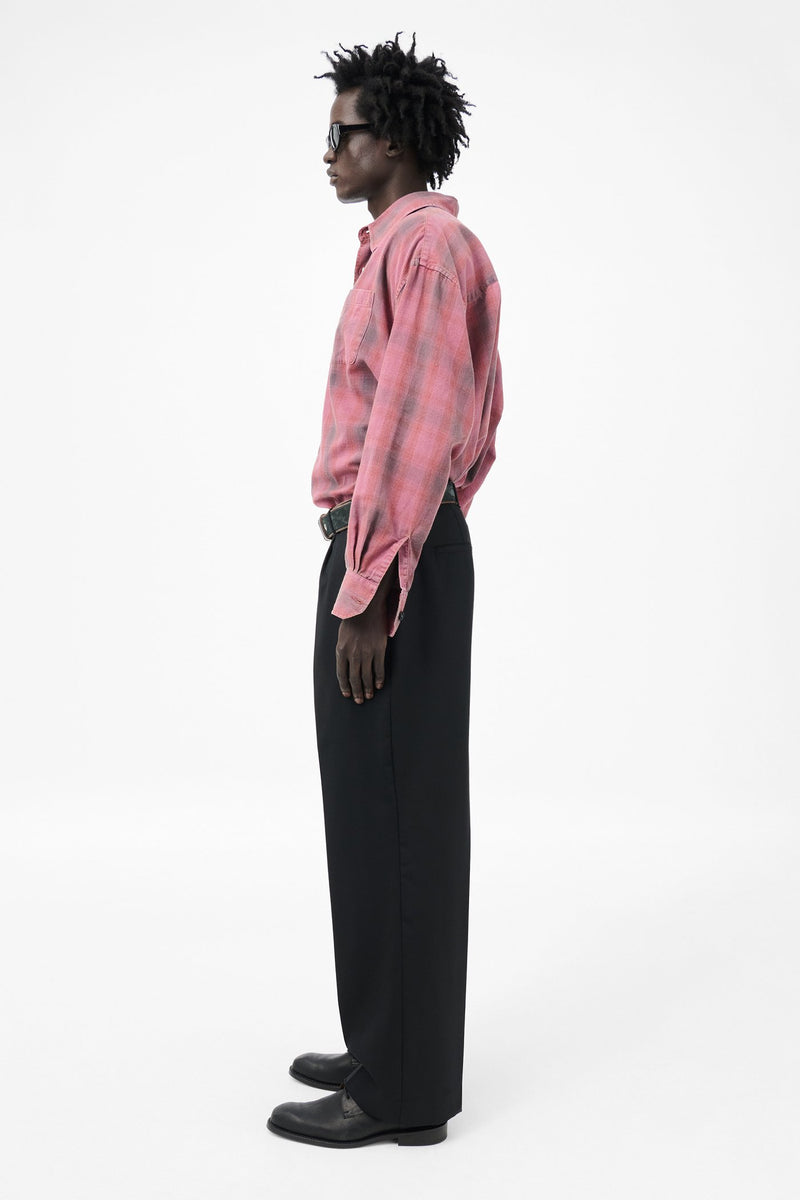 Black Panama Wool Borrowed Chino