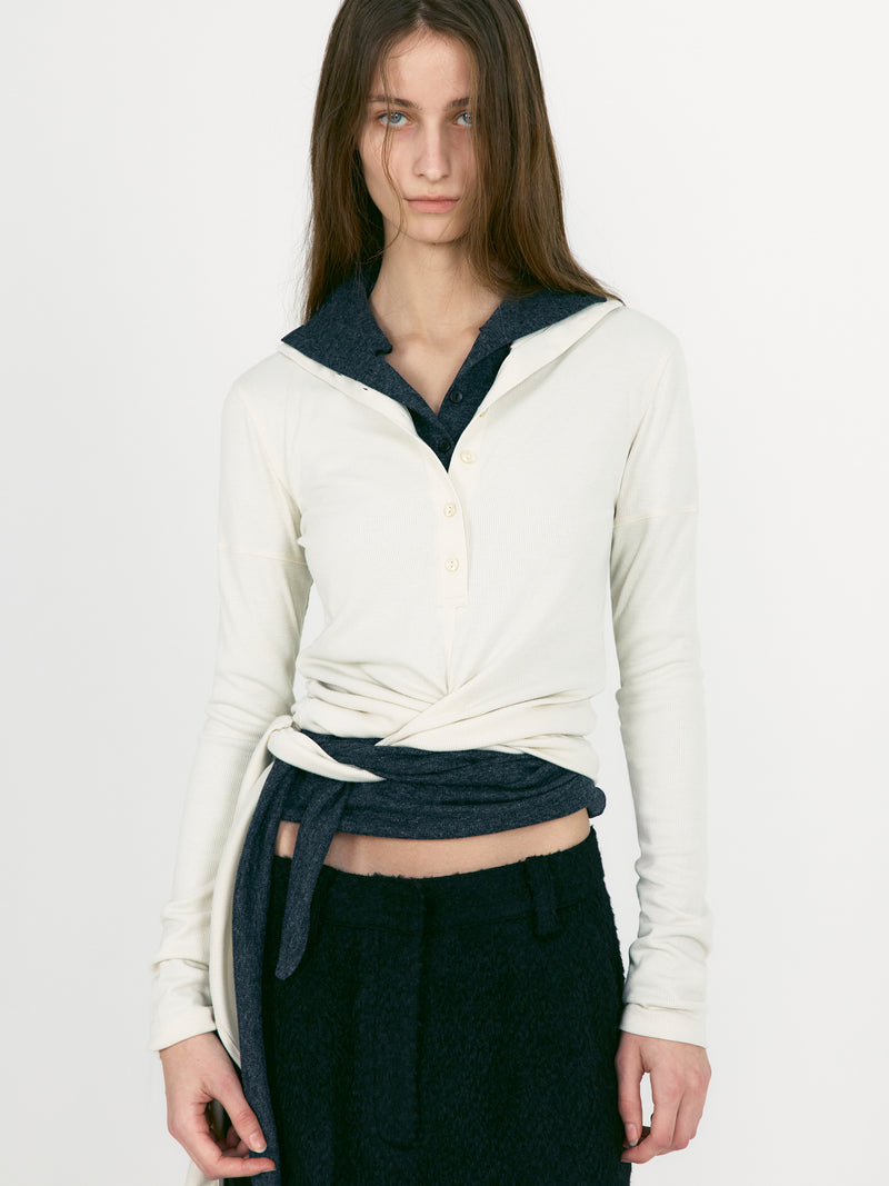 Cream Button Up Wrap Tshirt