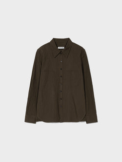 Khaki Brown Crumpled Slim Fit Shirt