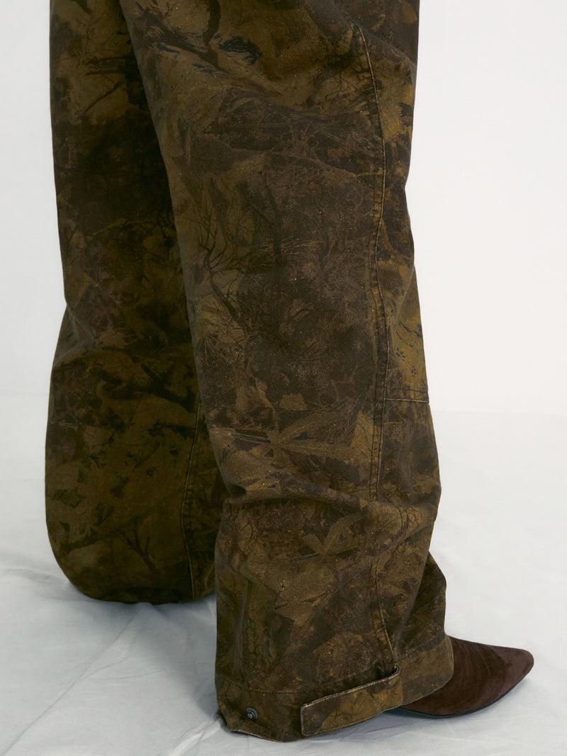 Camouflage Washed Cotton Wide Pants