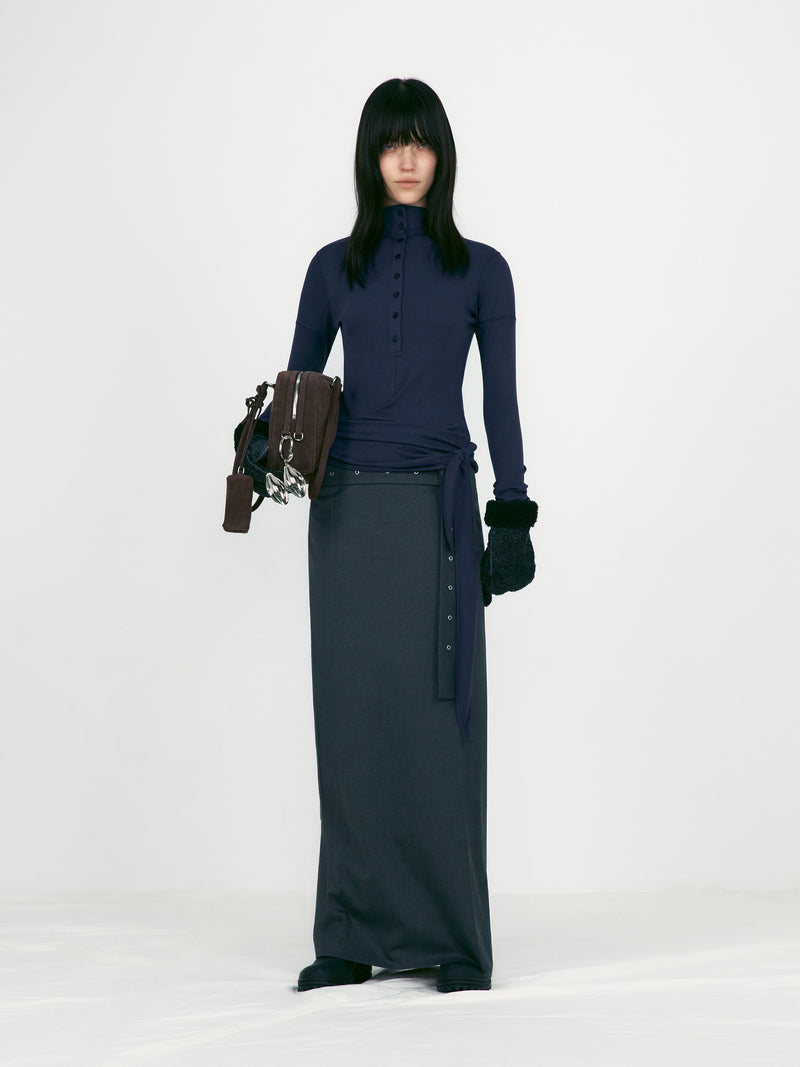 Charcoal Belted Maxi Skirts