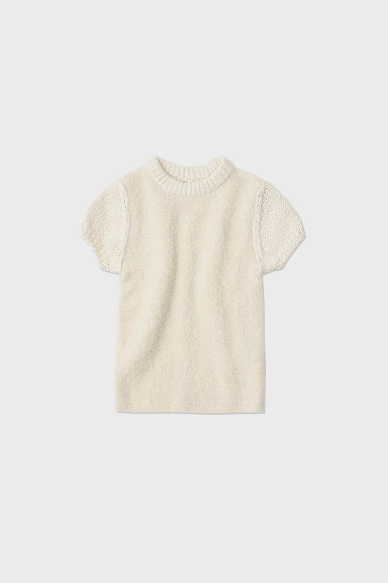 Ivory Fluffy Cap Sleeve Knit Top
