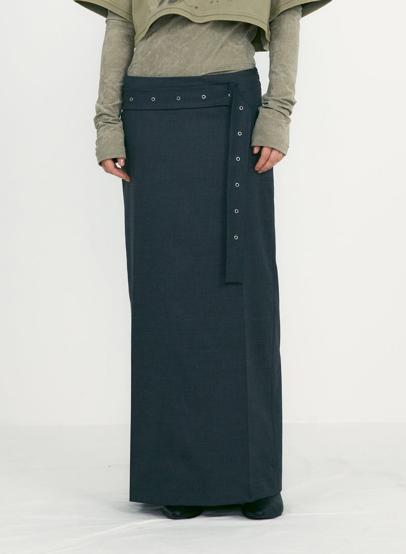 Charcoal Belted Maxi Skirts