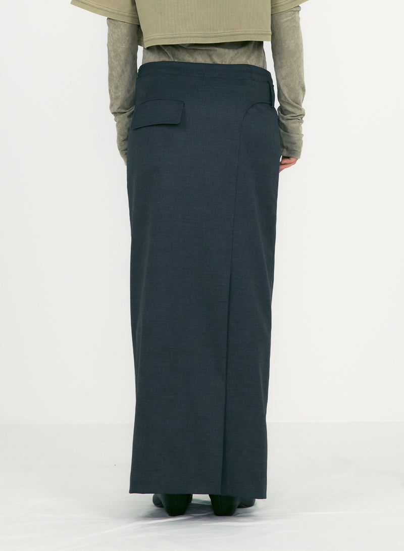 Charcoal Belted Maxi Skirts