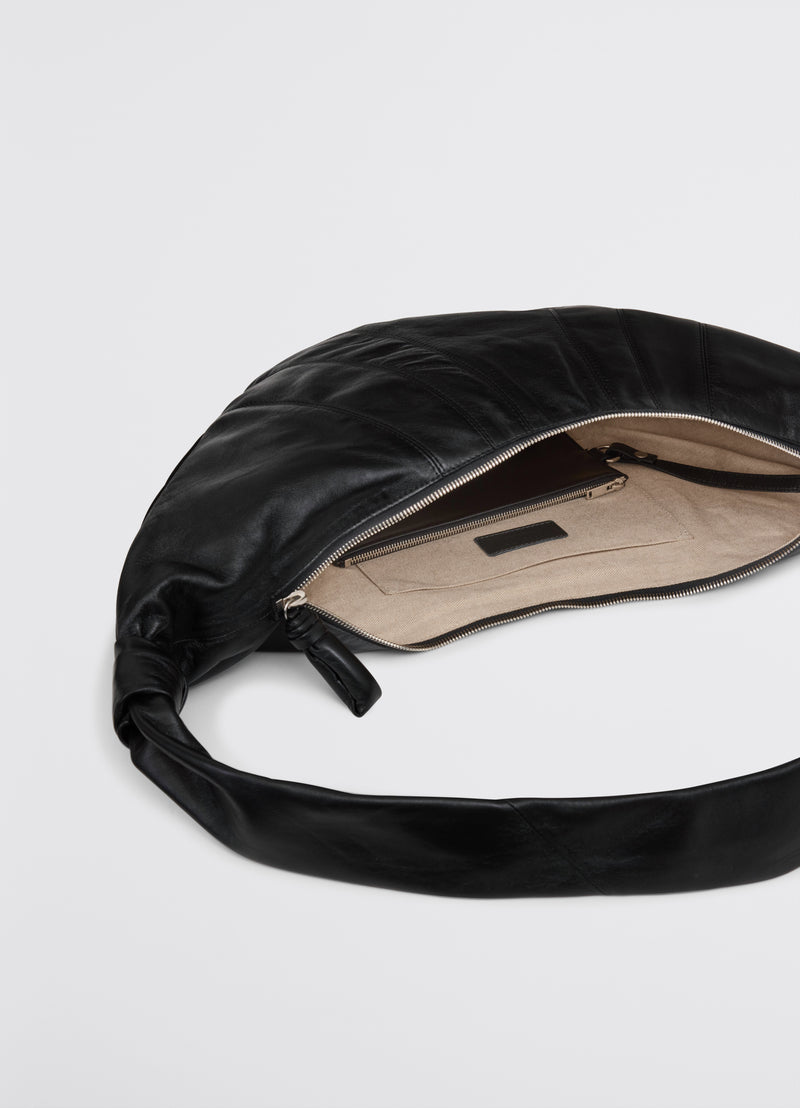 Black Large Nappa Leather Croissant Bag