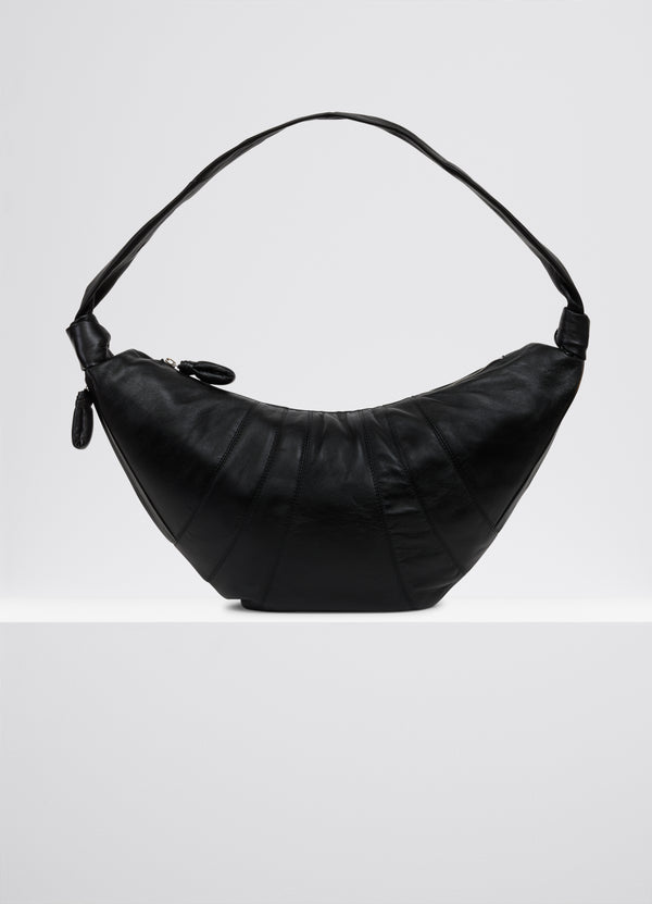 Black Large Nappa Leather Croissant Bag