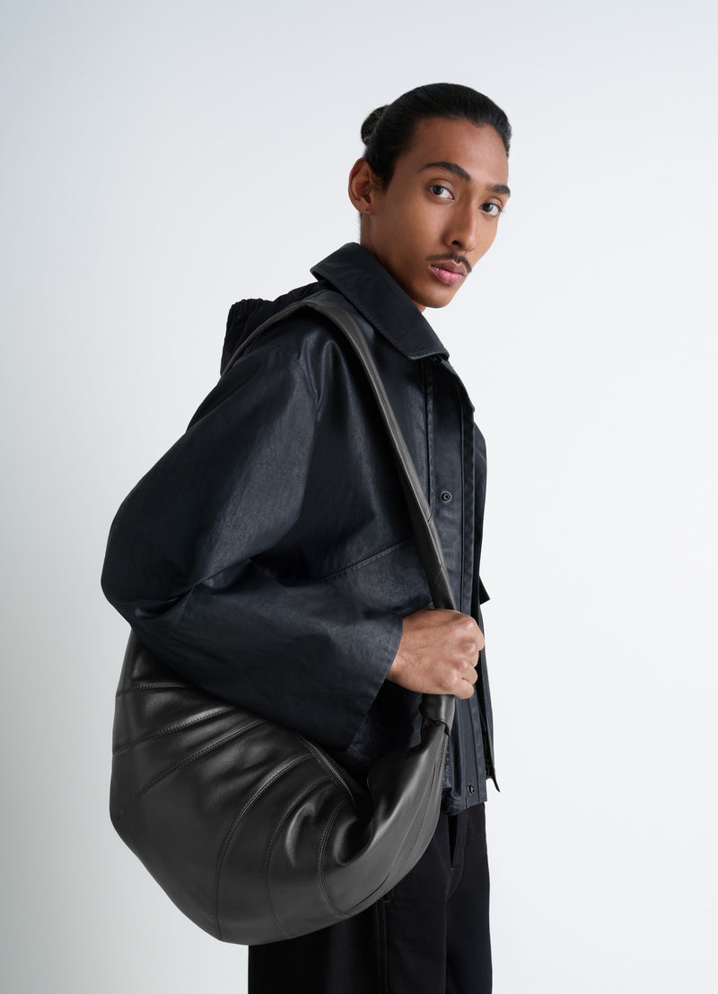 Black Nappa Leather Large Croissant Bag