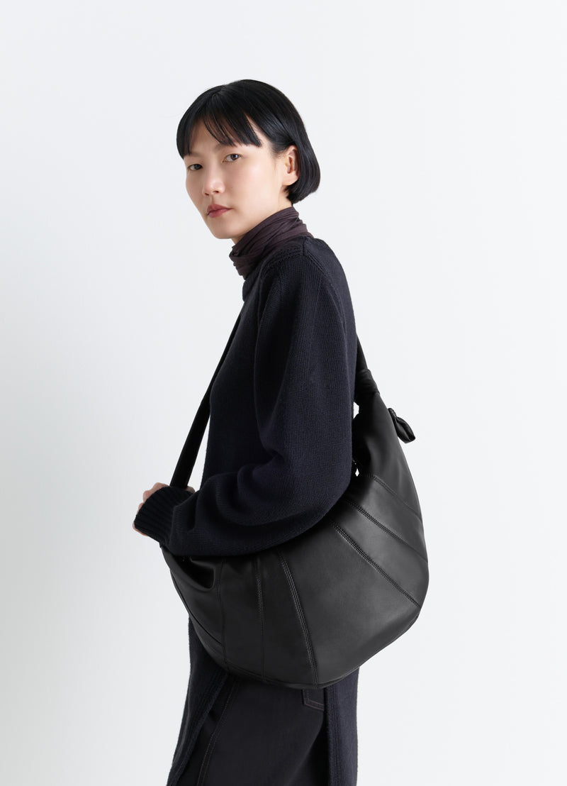 Black Nappa Leather Large Croissant Bag