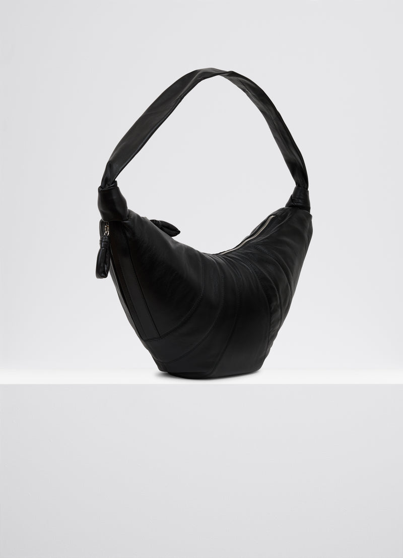 Black Large Nappa Leather Croissant Bag