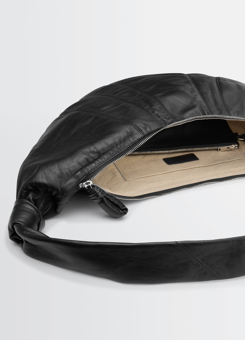 Black Nappa Leather Large Croissant Bag