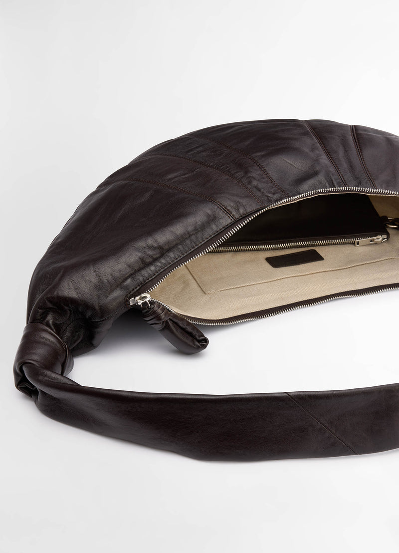 Dark Chocolate Large Croissant Bag Nappa Leather