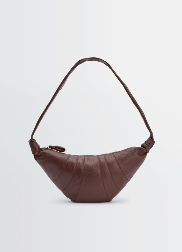 Roasted Pecan Grained Leather Medium Croissant Bag