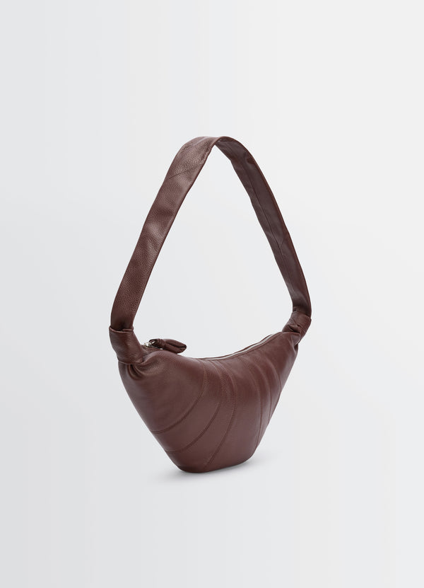 Roasted Pecan Grained Leather Medium Croissant Bag