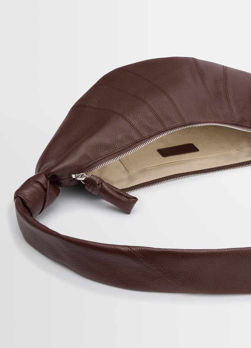 Roasted Pecan Grained Leather Medium Croissant Bag