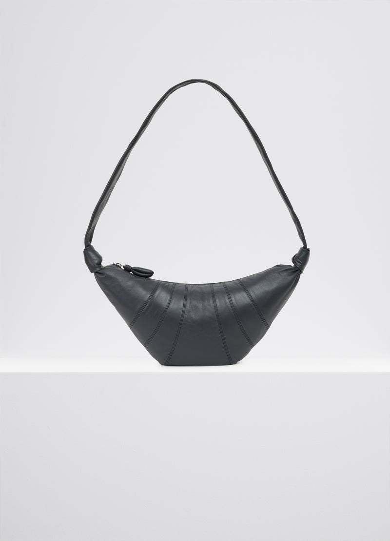 Asphalt Medium Nappa Leather Croissant Bag