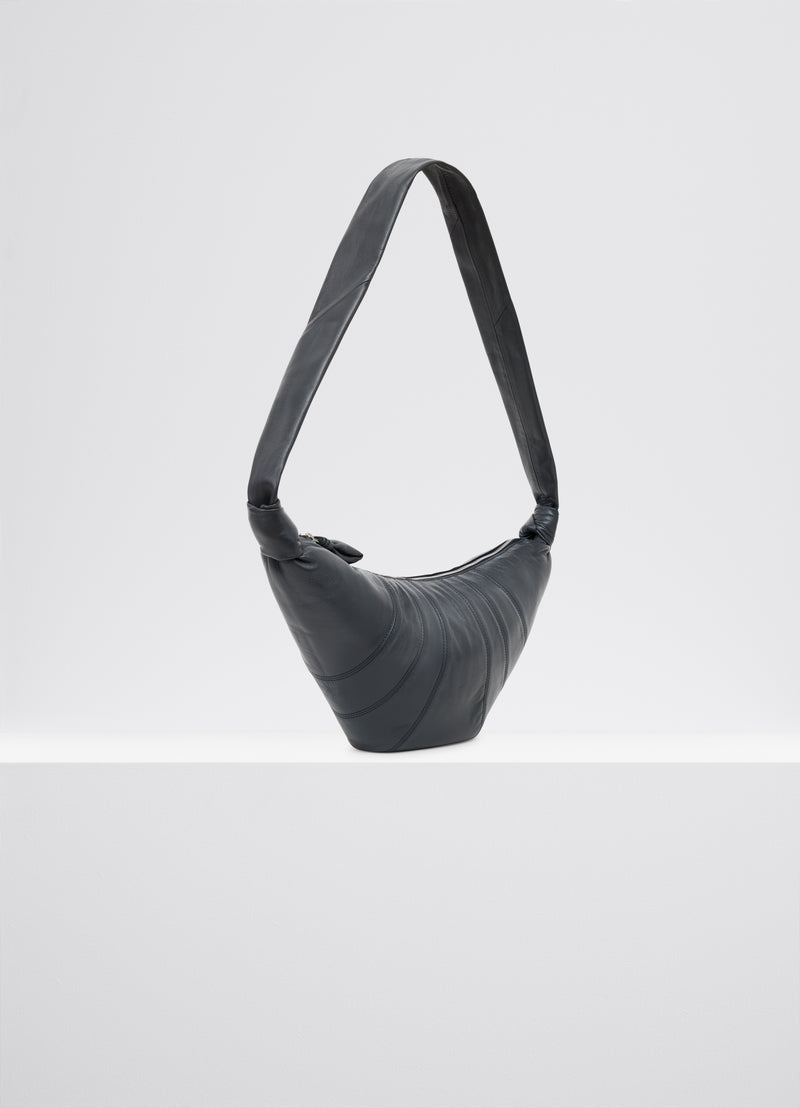 Asphalt Medium Nappa Leather Croissant Bag