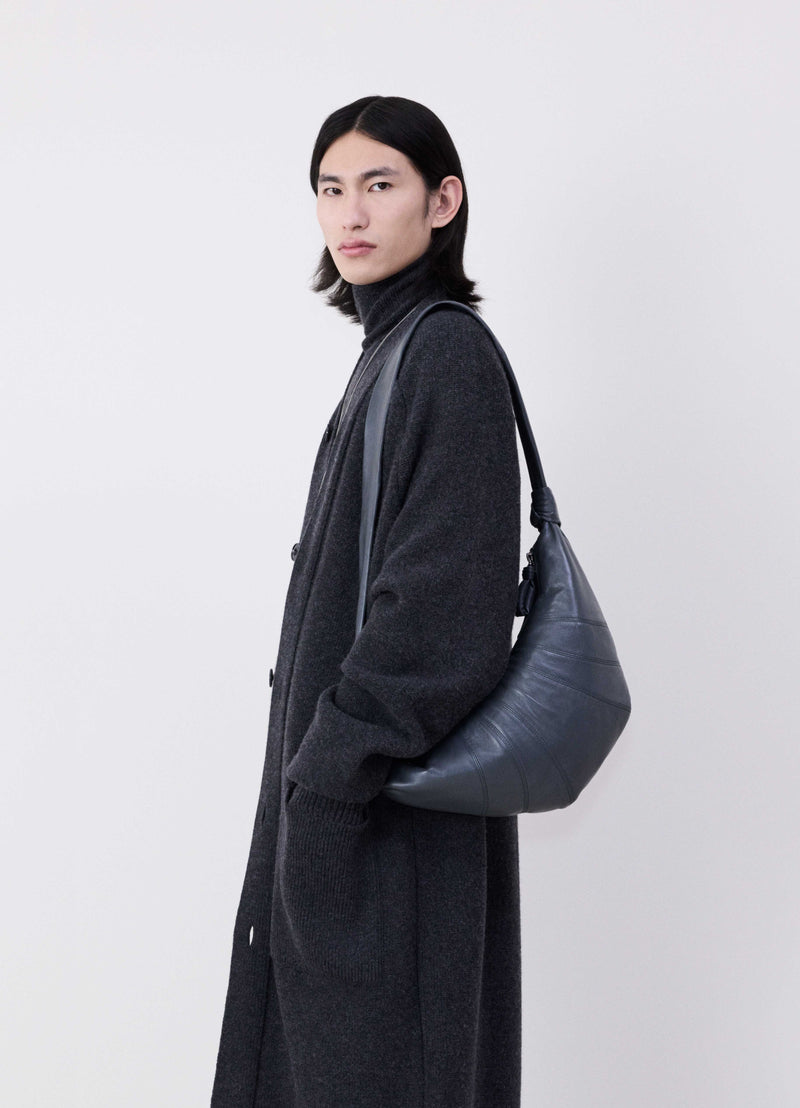 Asphalt Medium Nappa Leather Croissant Bag