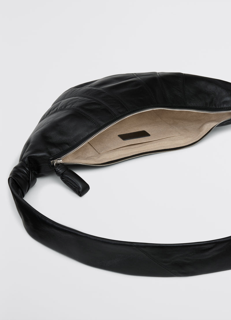 Black Medium Nappa Leather Croissant Bag