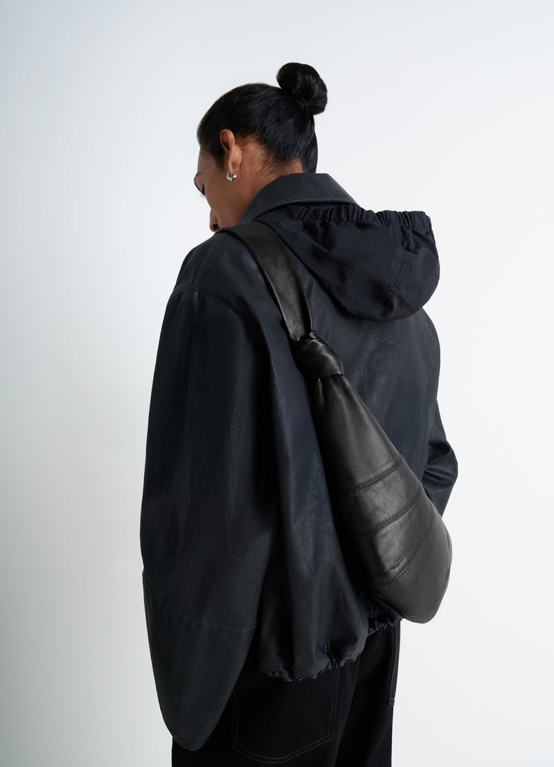 Black Nappa Leather Medium Croissant Bag