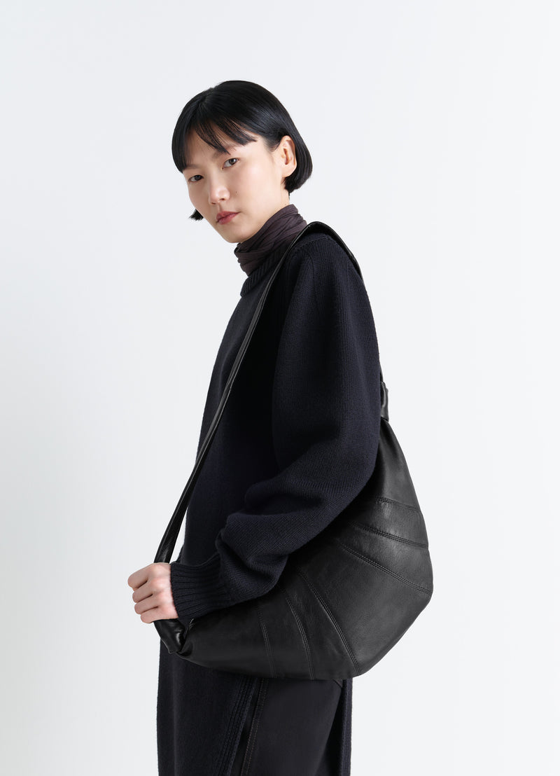 Black Nappa Leather Medium Croissant Bag