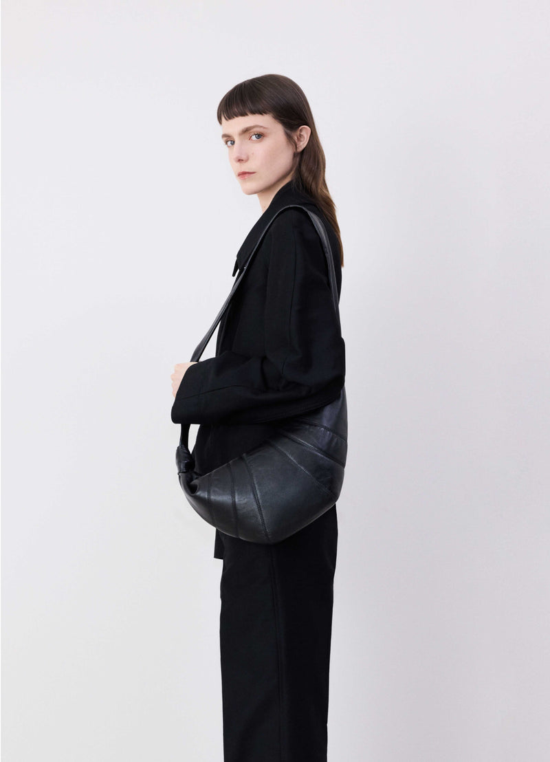 Black Medium Nappa Leather Croissant Bag