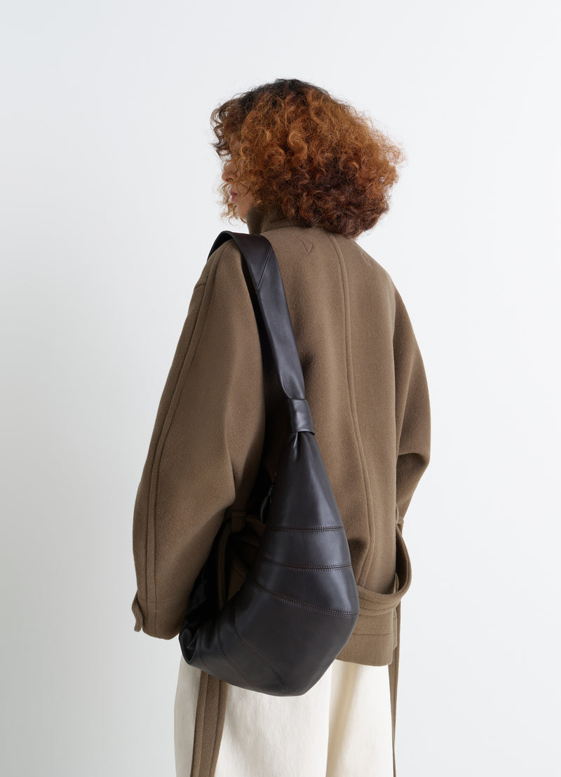 Dark Chocolate Nappa Leather Medium Croissant Bag
