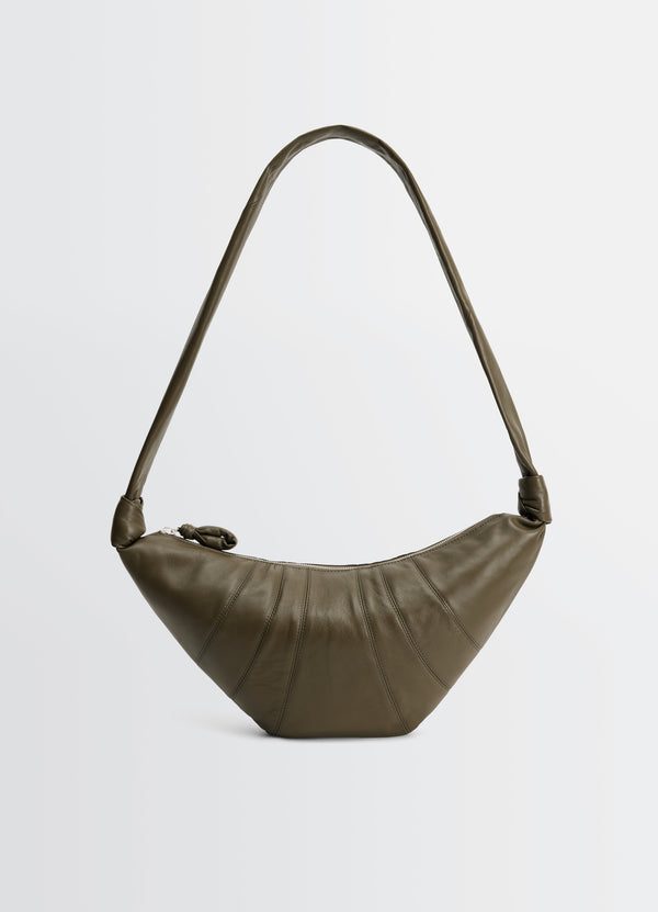 Dark Khaki Nappa Leather Medium Croissant Bag