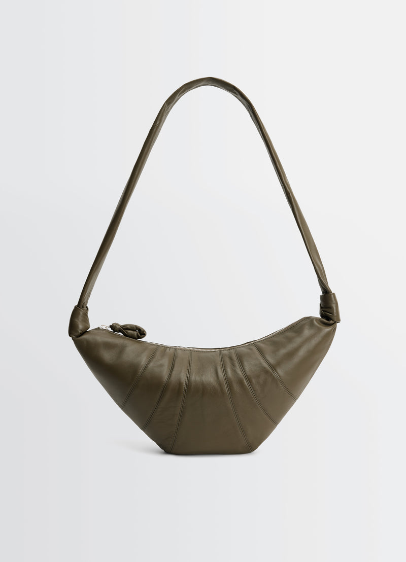 Dark Khaki Nappa Leather Medium Croissant Bag