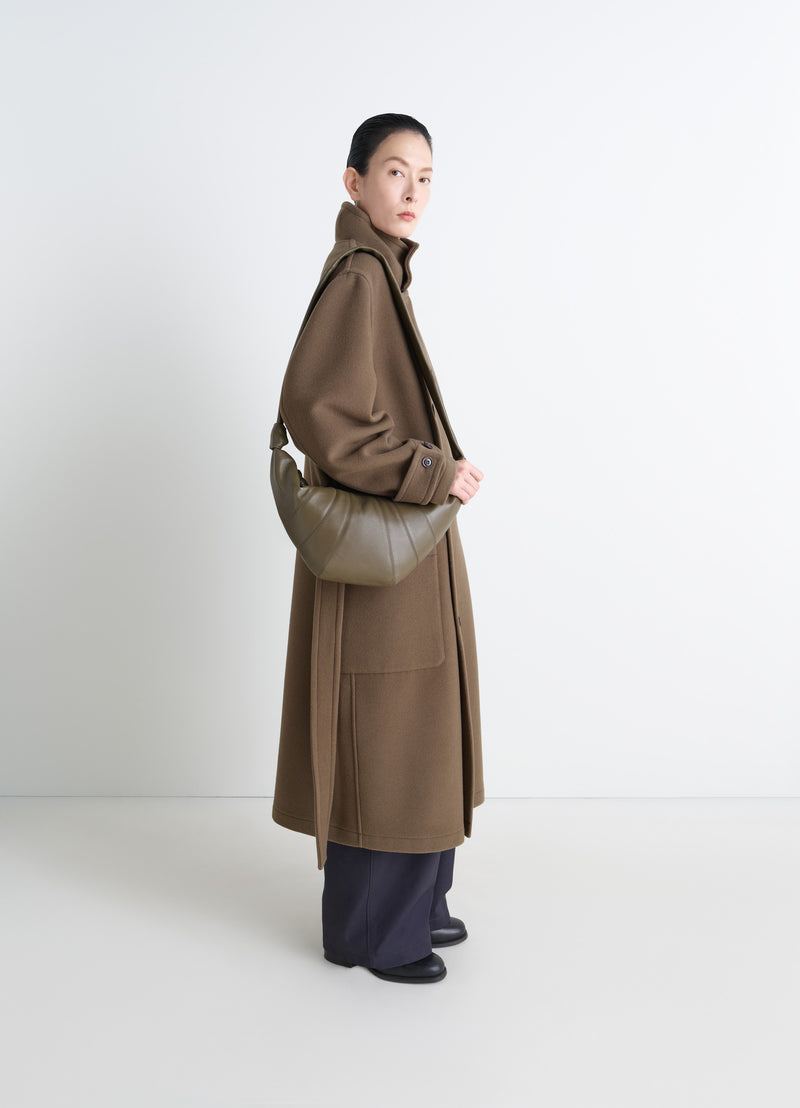 Dark Khaki Nappa Leather Medium Croissant Bag
