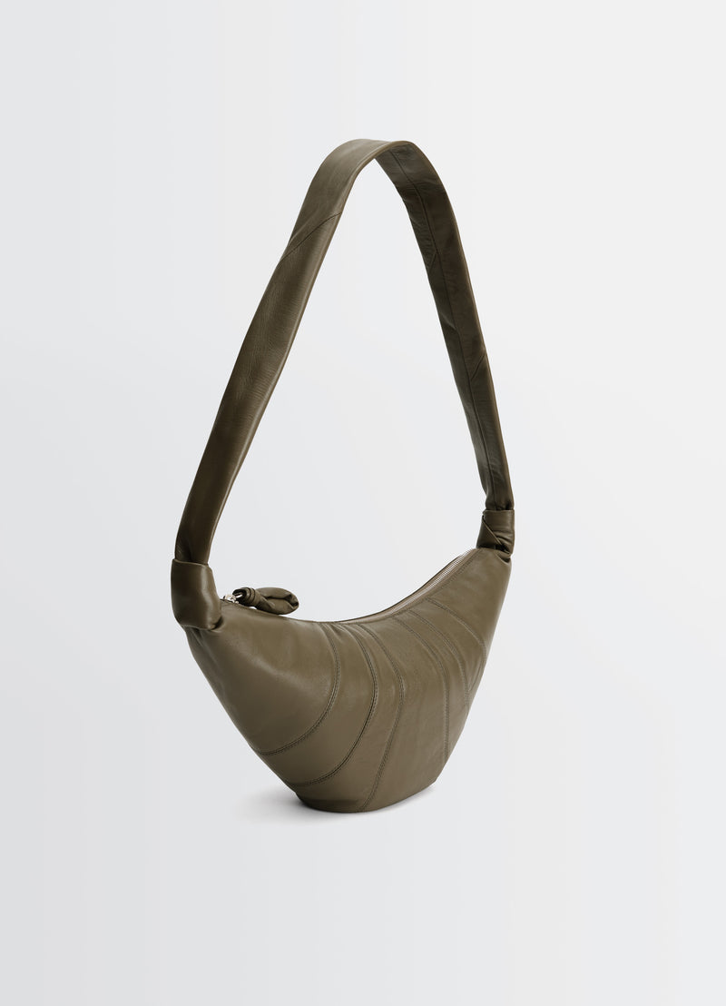 Dark Khaki Nappa Leather Medium Croissant Bag